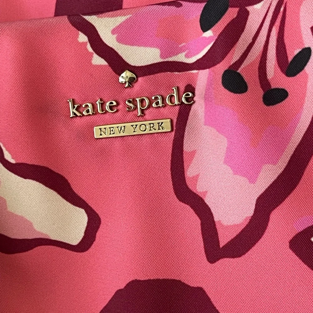kate spade Pink Floral Laptop Bag with Storybook Lining EUC